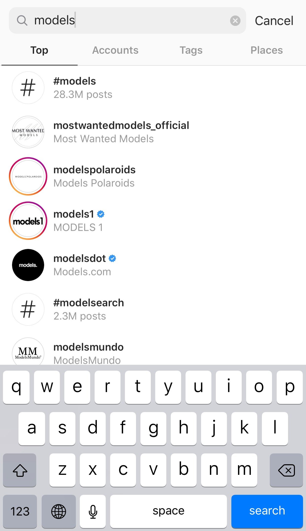search for fashion models on instagram